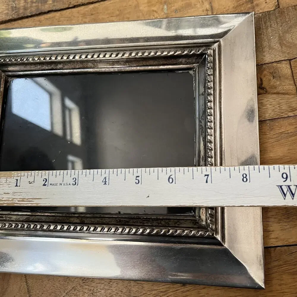 Pottery Barn Silver Metal' Photo Frame 5 x 7 Beaded Inner Border